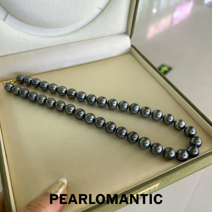 [Fine Jewelry] Tahitian Black Pearl 10-11mm Classic Necklace Piano Black Overtone