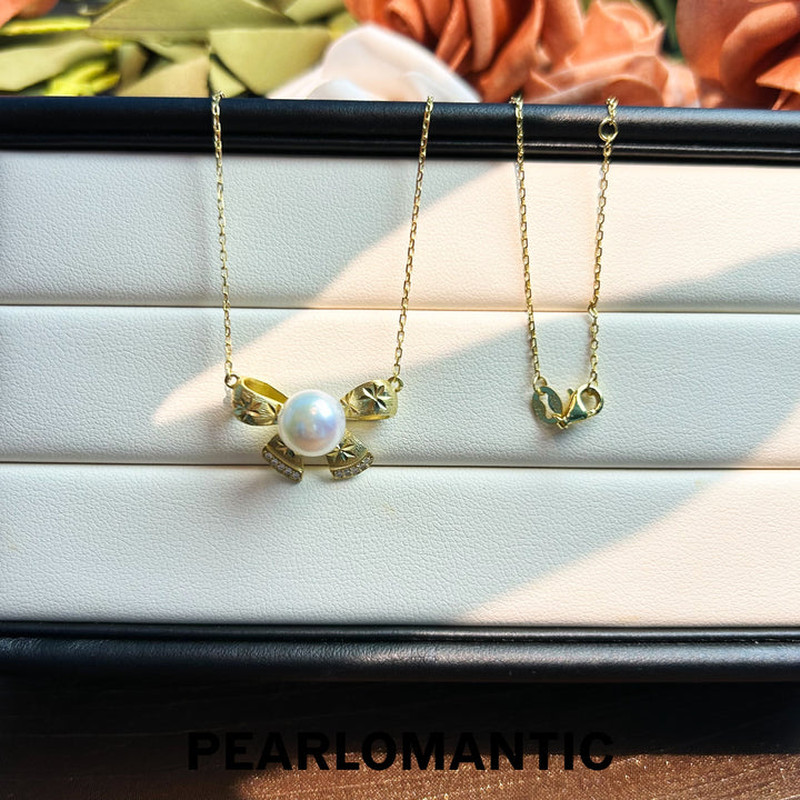 [Designer's Choice] Charm Knot – Gold-Tone Akoya Pearl Center Pendants w/ S925 Silver