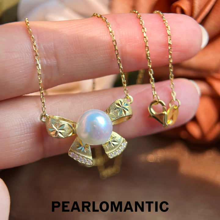 [Designer's Choice] Charm Knot – Gold-Tone Akoya Pearl Center Pendants w/ S925 Silver