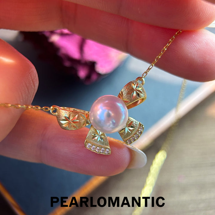[Designer's Choice] Charm Knot – Gold-Tone Akoya Pearl Center Pendants w/ S925 Silver
