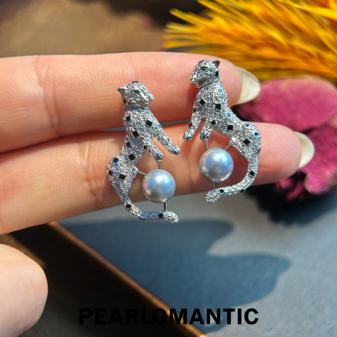 [Everyday Essentials] Panther Grace – Akoya Pearl & Pavé Panther Earrings