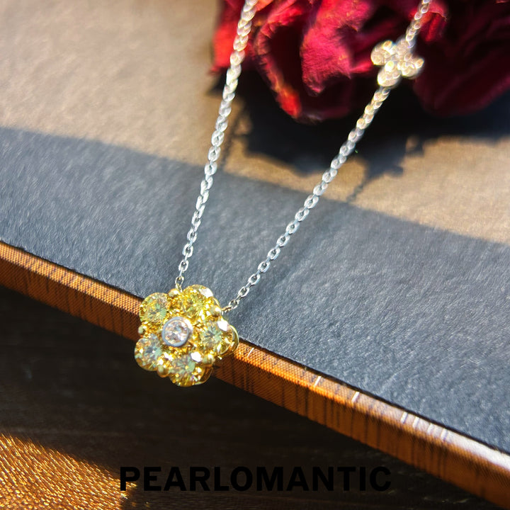 [Fine Jewelry] Daisy Gleam – 18k Gold Sparkling Yellow Diamond Flower Pendants