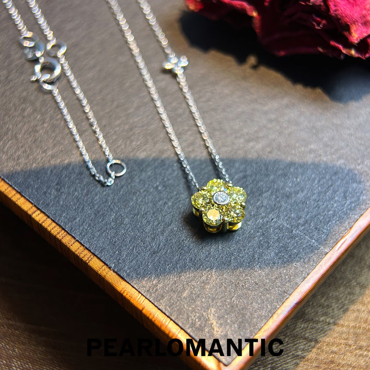 [Fine Jewelry] Daisy Gleam – 18k Gold Sparkling Yellow Diamond Flower Pendants