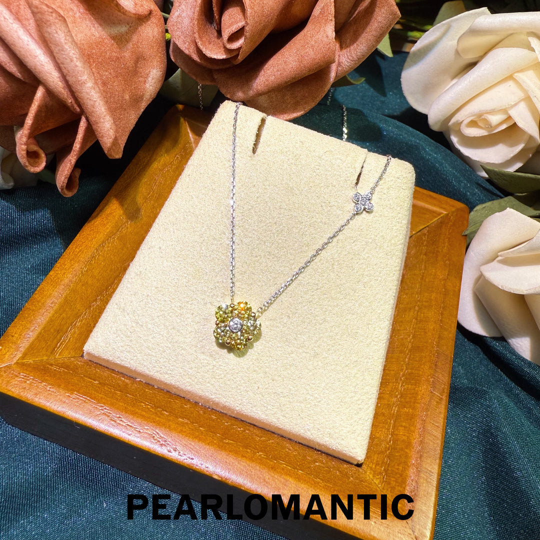 [Fine Jewelry] Daisy Gleam – 18k Gold Sparkling Yellow Diamond Flower Pendants