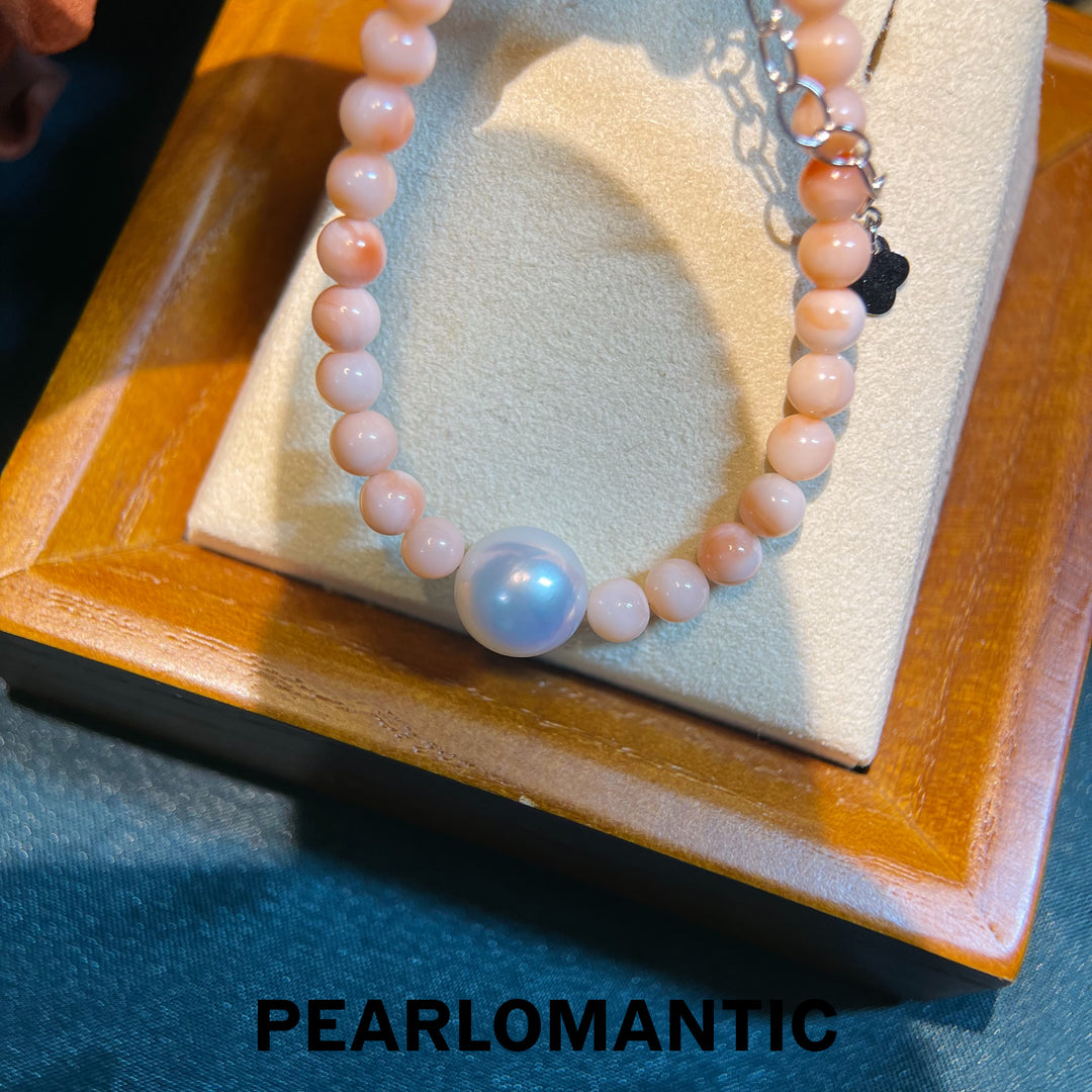[Designer's Choice] Pink Coral Angel Skin & Akoya Blush Tide Bracelets w/ S925 Silver