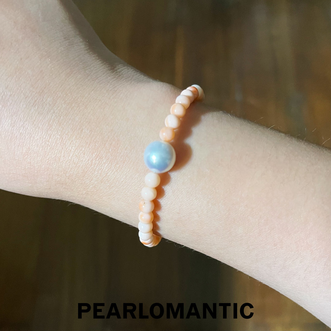 [Designer's Choice] Pink Coral Angel Skin & Akoya Blush Tide Bracelets w/ S925 Silver