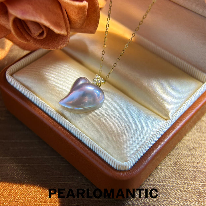 [Fine Jewelry] 18k & Diamonds & Saltwater Mabe Pearl Natural Heart Shape Blue Crush Pendants