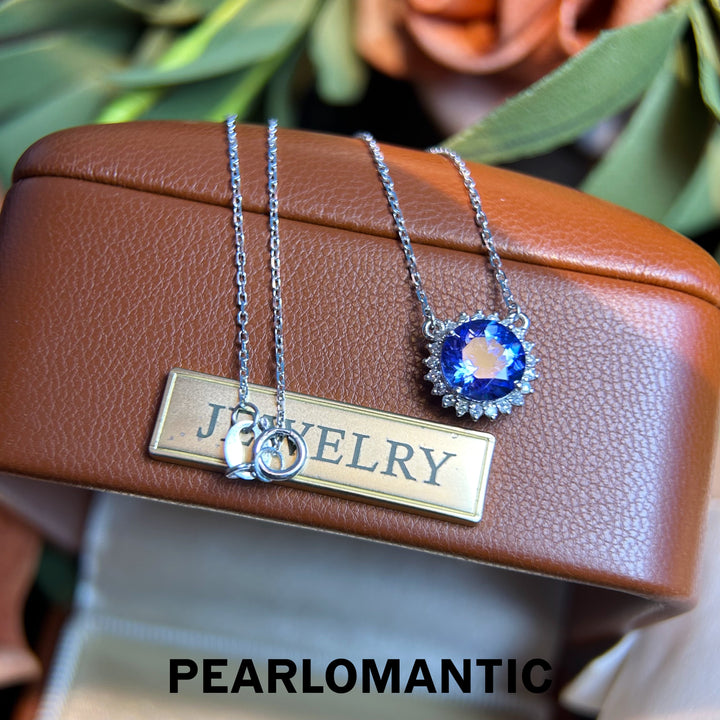 [Fine Jewelry] 18k Gold & Diamonds & Tanzanite Midnight Flare Pendants w/ 18k Gold Chain