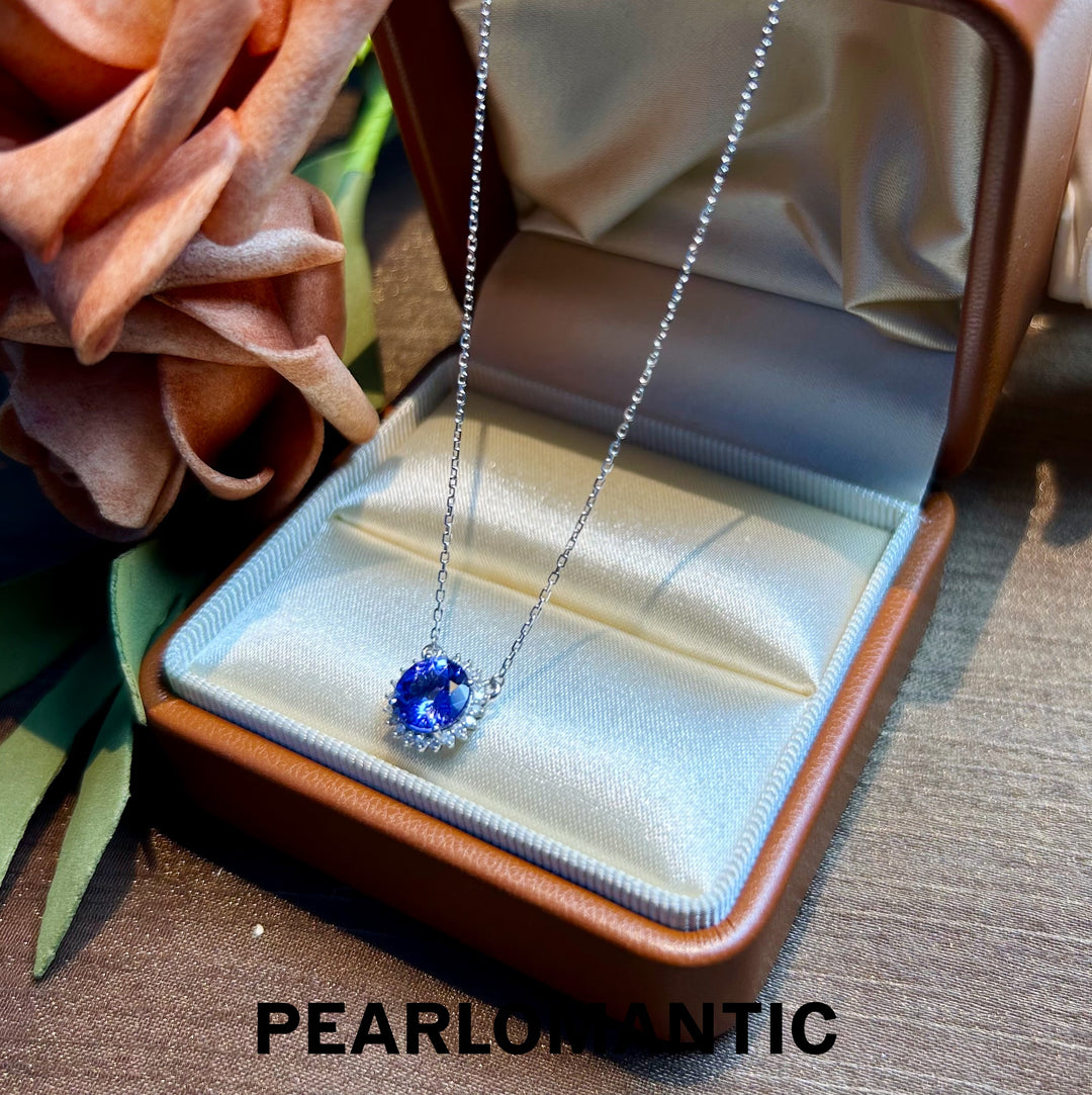 [Fine Jewelry] 18k Gold & Diamonds & Tanzanite Midnight Flare Pendants w/ 18k Gold Chain