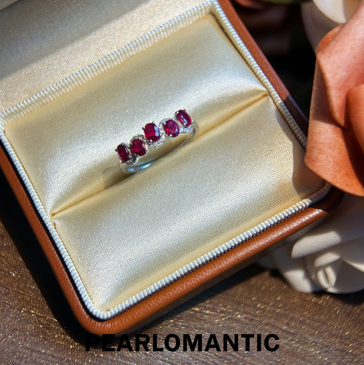 [Group-Buying] Ruby Red Row Five Flames Ring in Diamonds Glow w/ pt950 All sizes available