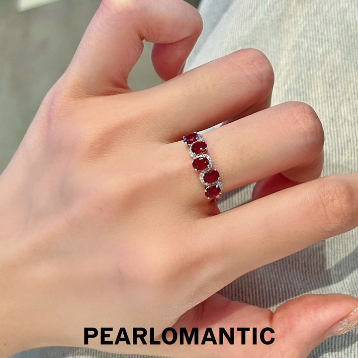 [Group-Buying] Ruby Red Row Five Flames Ring in Diamonds Glow w/ pt950 All sizes available