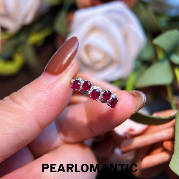 [Group-Buying] Ruby Red Row Five Flames Ring in Diamonds Glow w/ pt950 All sizes available