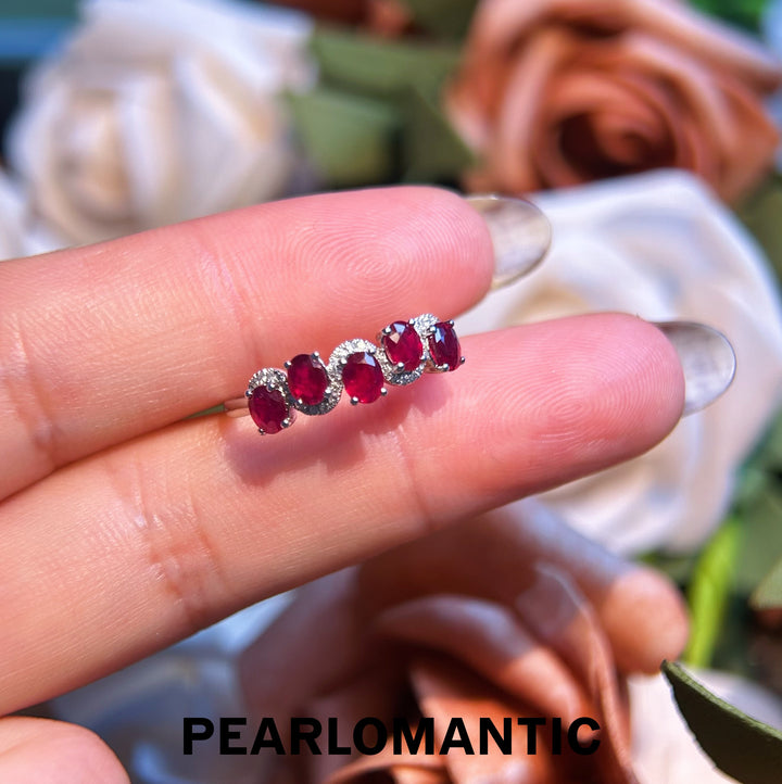 [Group-Buying] Ruby Red Row Five Flames Ring in Diamonds Glow w/ pt950 All sizes available