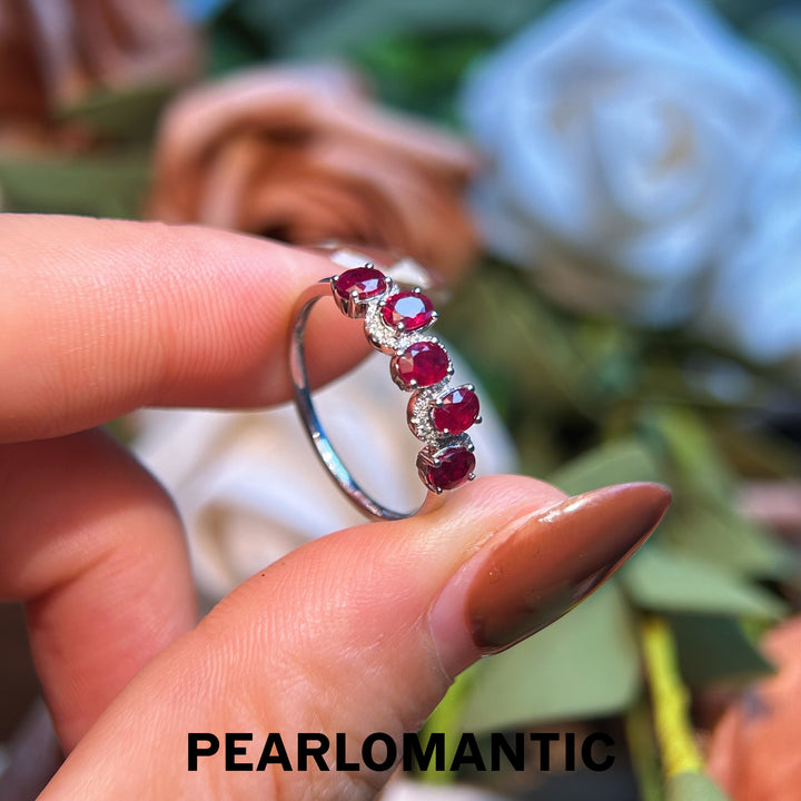 [Group-Buying] Ruby Red Row Five Flames Ring in Diamonds Glow w/ pt950 All sizes available