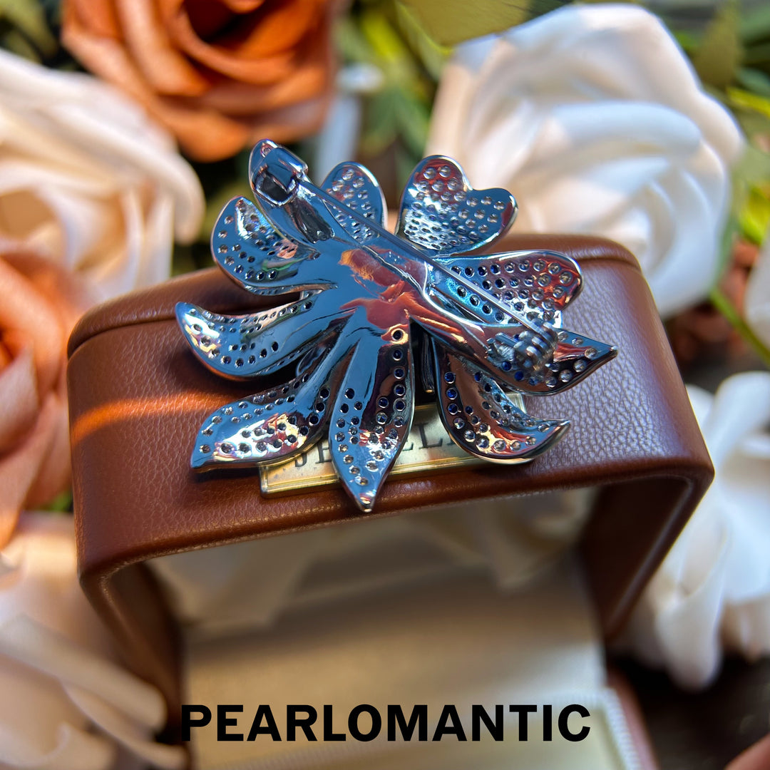 [Everyday Essentials] Tahitian Black Pearl 9-10 mm Azure Bloom Flower Brooch