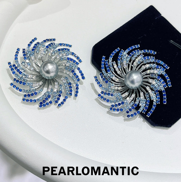 [Everyday Essentials] Tahitian Platinum Grey 10-11mm Pearl Whirlwind Brooch