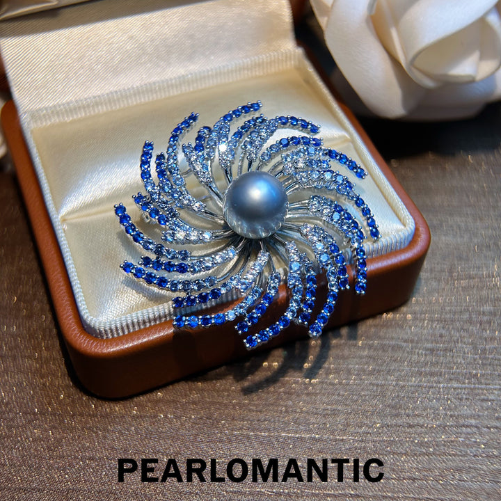 [Everyday Essentials] Tahitian Platinum Grey 10-11mm Pearl Whirlwind Brooch