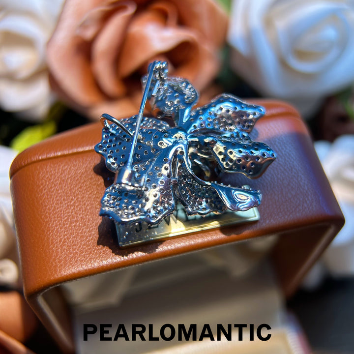 [Everyday Essentials] Tahitian Black Pearl Blue Dreamy Secluded Flower Brooche