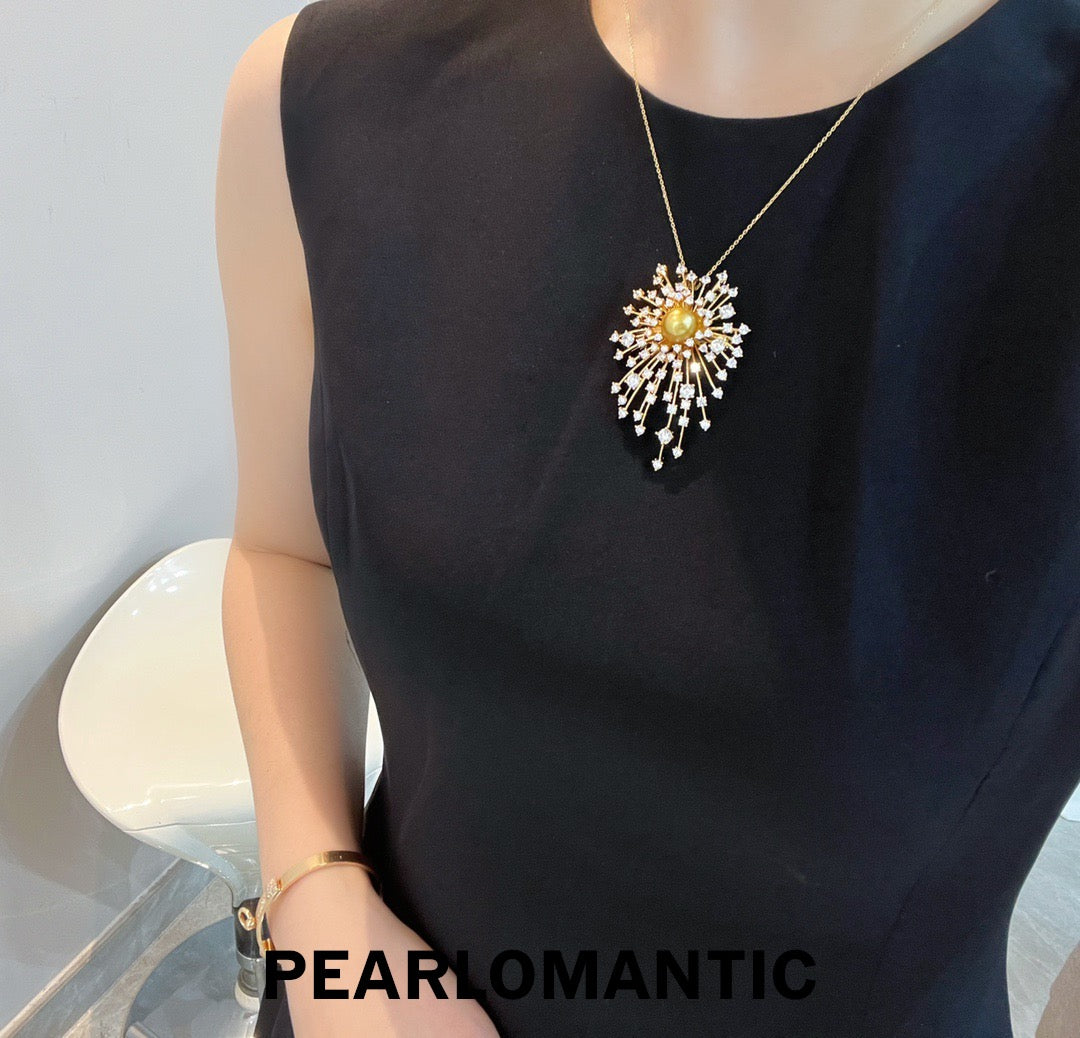 [Everyday Essentials] South Sea Golden Pearl Blazing Gold Firework Brooch