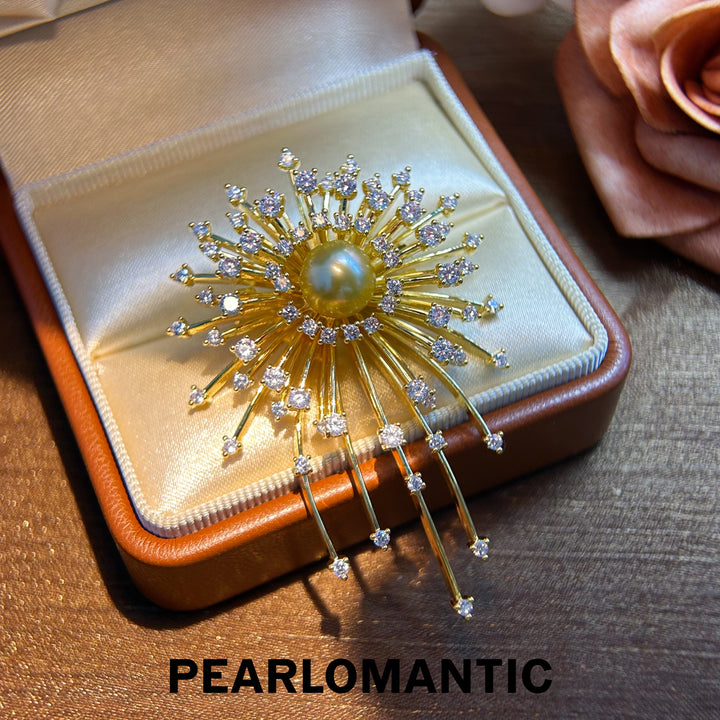 [Everyday Essentials] South Sea Golden Pearl Blazing Gold Firework Brooch