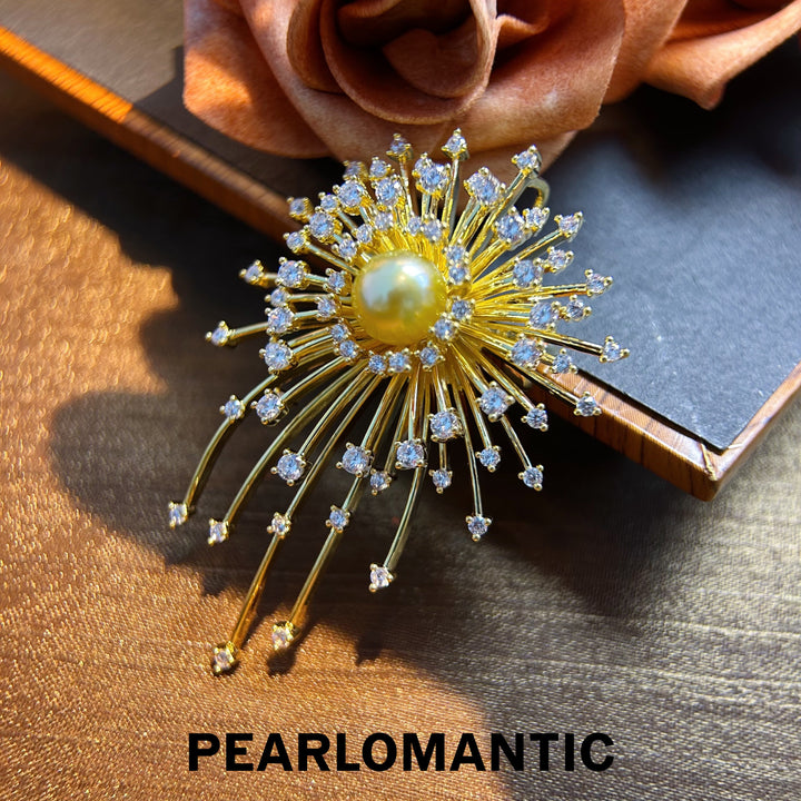 [Everyday Essentials] South Sea Golden Pearl Blazing Gold Firework Brooch