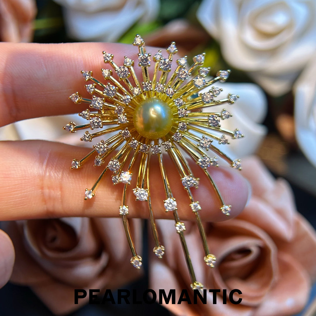[Everyday Essentials] South Sea Golden Pearl Blazing Gold Firework Brooch