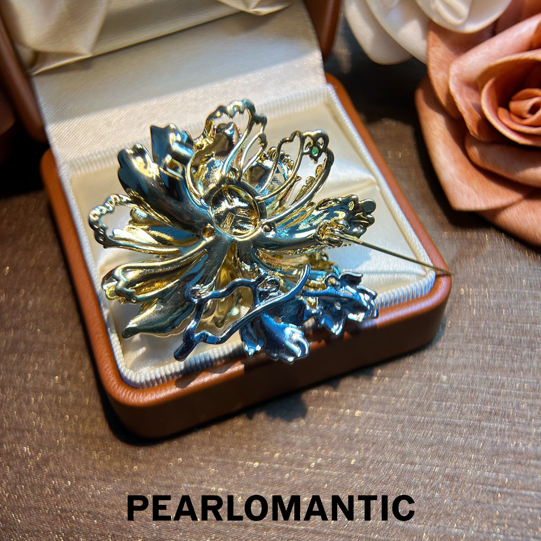 [Everyday Essentials] South Sea Golden 10-11mm Pearl Elegant Golden Peony Brooch