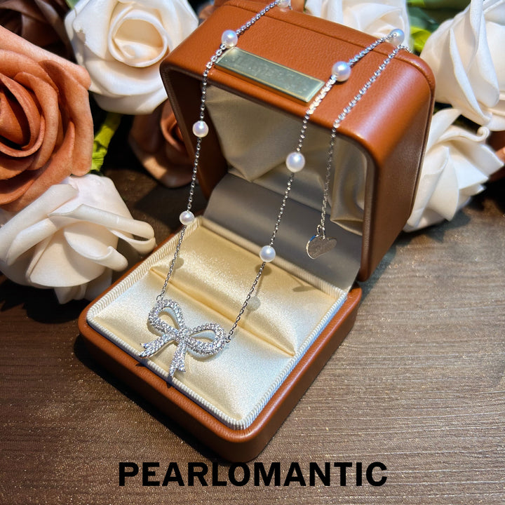 [Designe's Choice] Freshwater Pearl 4-4.5mm Glistening Bowtie Necklace