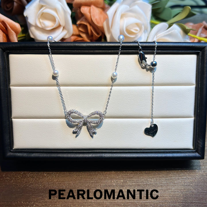 [Designe's Choice] Freshwater Pearl 4-4.5mm Glistening Bowtie Necklace
