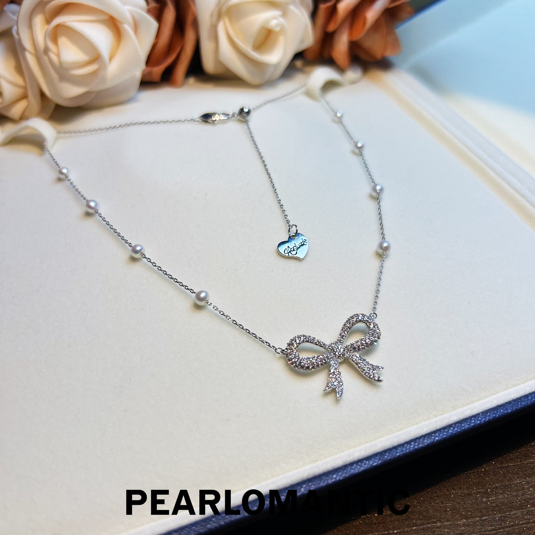 [Designe's Choice] Freshwater Pearl 4-4.5mm Glistening Bowtie Necklace