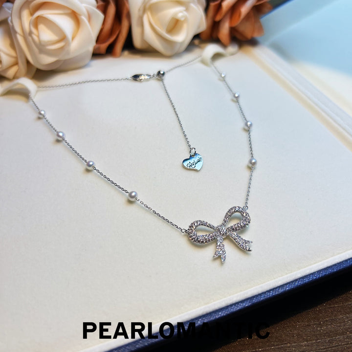 [Designe's Choice] Freshwater Pearl 4-4.5mm Glistening Bowtie Necklace