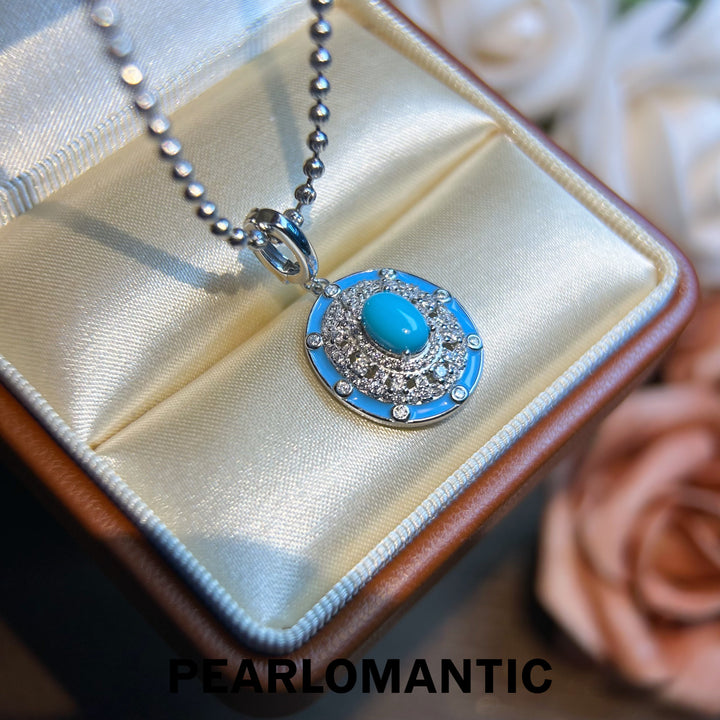 [Designer's Choice] Sleeping Beauty Turquoise Dazzling Halo Sparkle Pendants, Earrings, Set