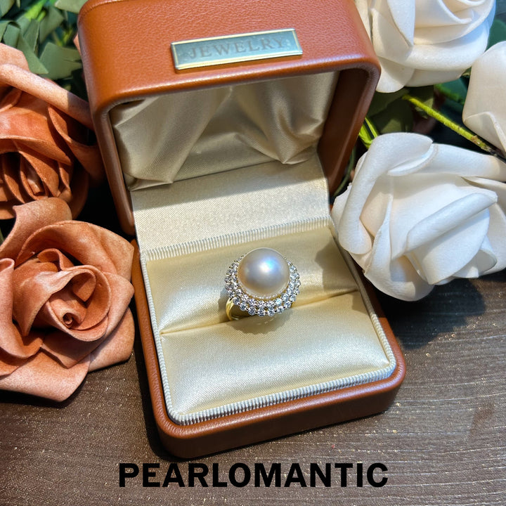 [Designer's Choice] South Sea Dusty Rose Pearl Luminous Halo Adjustable Silver Ring