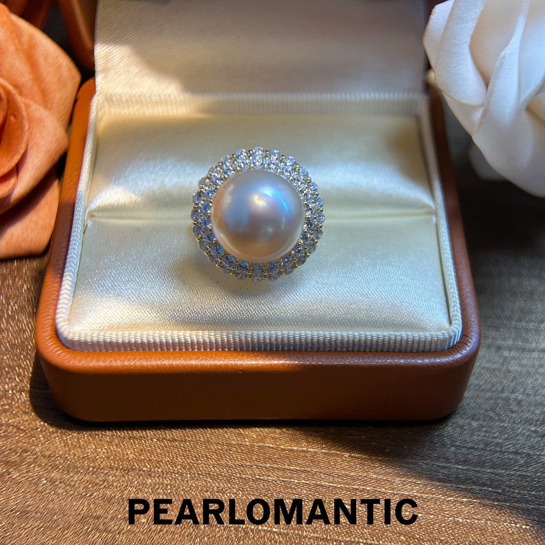 [Designer's Choice] South Sea Dusty Rose Pearl Luminous Halo Adjustable Silver Ring