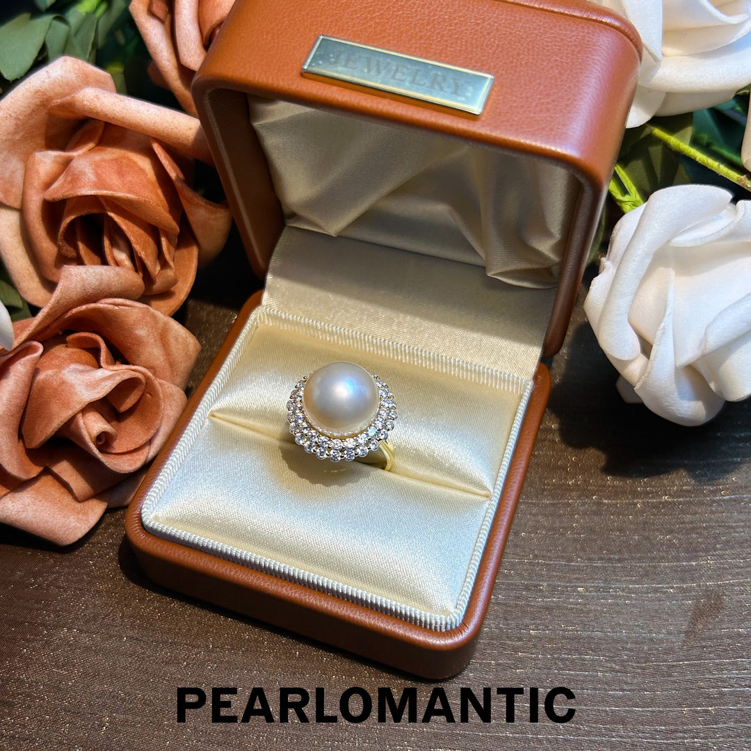 [Designer's Choice] South Sea Dusty Rose Pearl Luminous Halo Adjustable Silver Ring