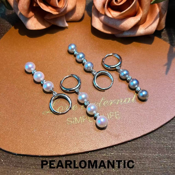 [Designer's Choice] S925 Akoya Pearl Drop Earrings 6-6.5mm White & Silver Blue Options