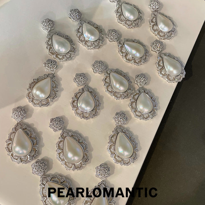 [Designer's Choice] Saltwater Mabe Pearl Crystal Garden Pearl Drops Pendants