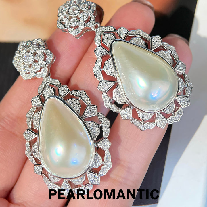 [Designer's Choice] Saltwater Mabe Pearl Crystal Garden Pearl Drops Pendants