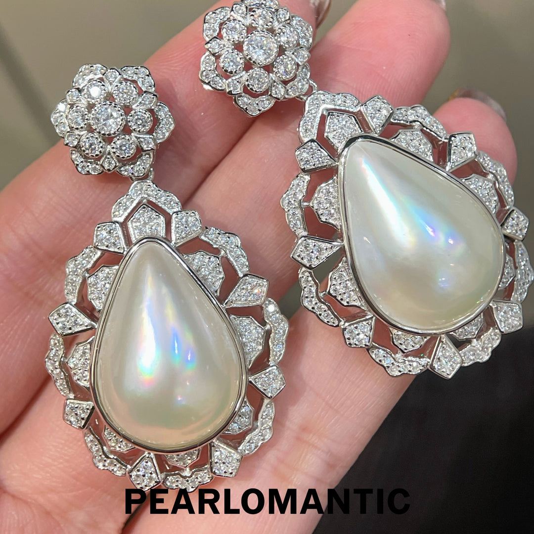 [Designer's Choice] Saltwater Mabe Pearl Crystal Garden Pearl Drops Pendants