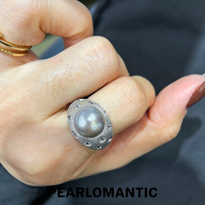 [Designer's Choice] Platinum-Grey Tahitian Pearl Buccellati-Style Ring