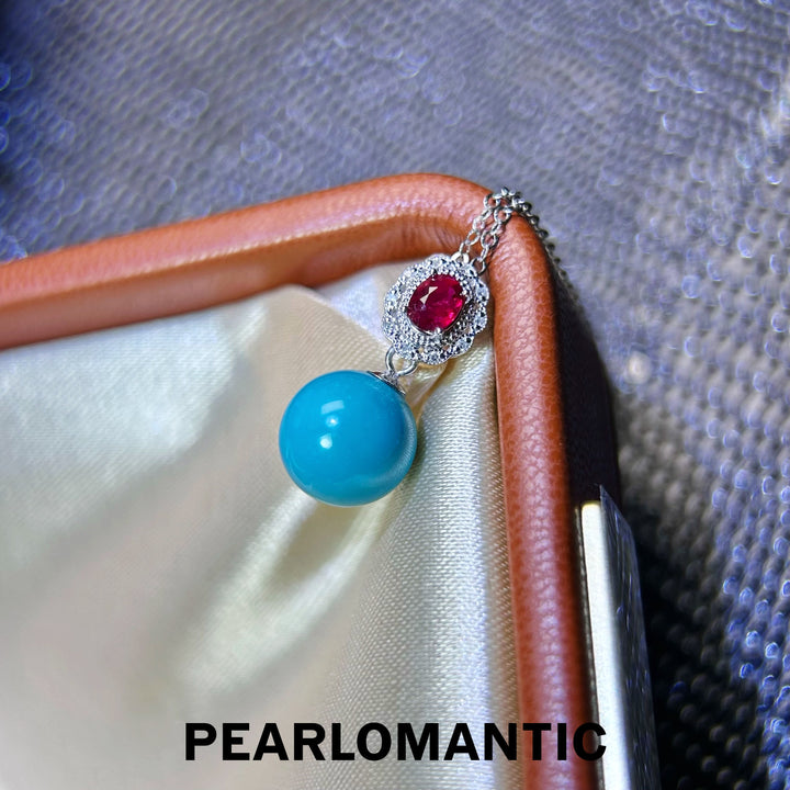 [Fine Jewelry] 8–8.5mm Sleeping Beauty Turquoise Ruby Drop Pendant