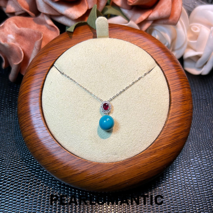 [Fine Jewelry] 8–8.5mm Sleeping Beauty Turquoise Ruby Drop Pendant