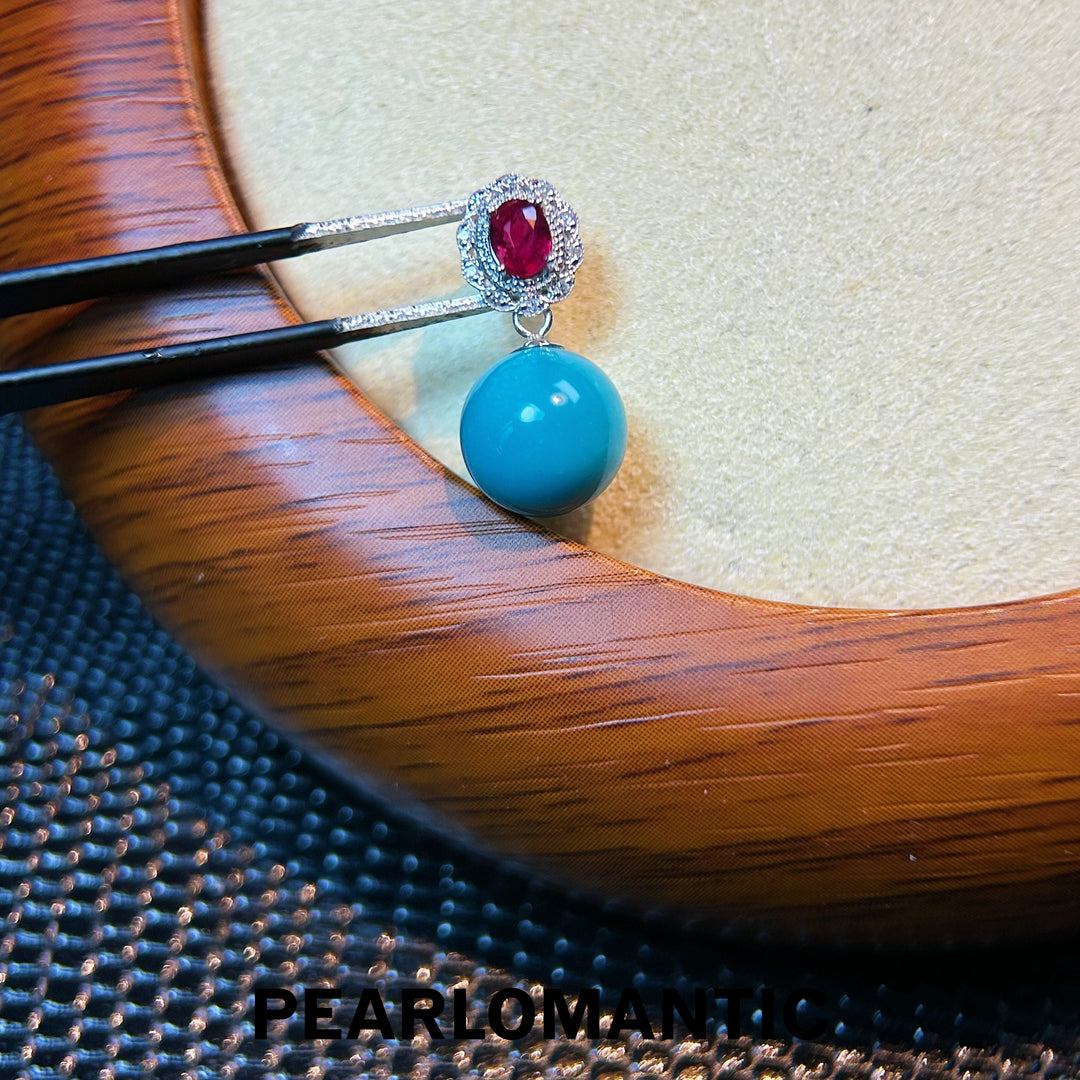 [Fine Jewelry] 8–8.5mm Sleeping Beauty Turquoise Ruby Drop Pendant