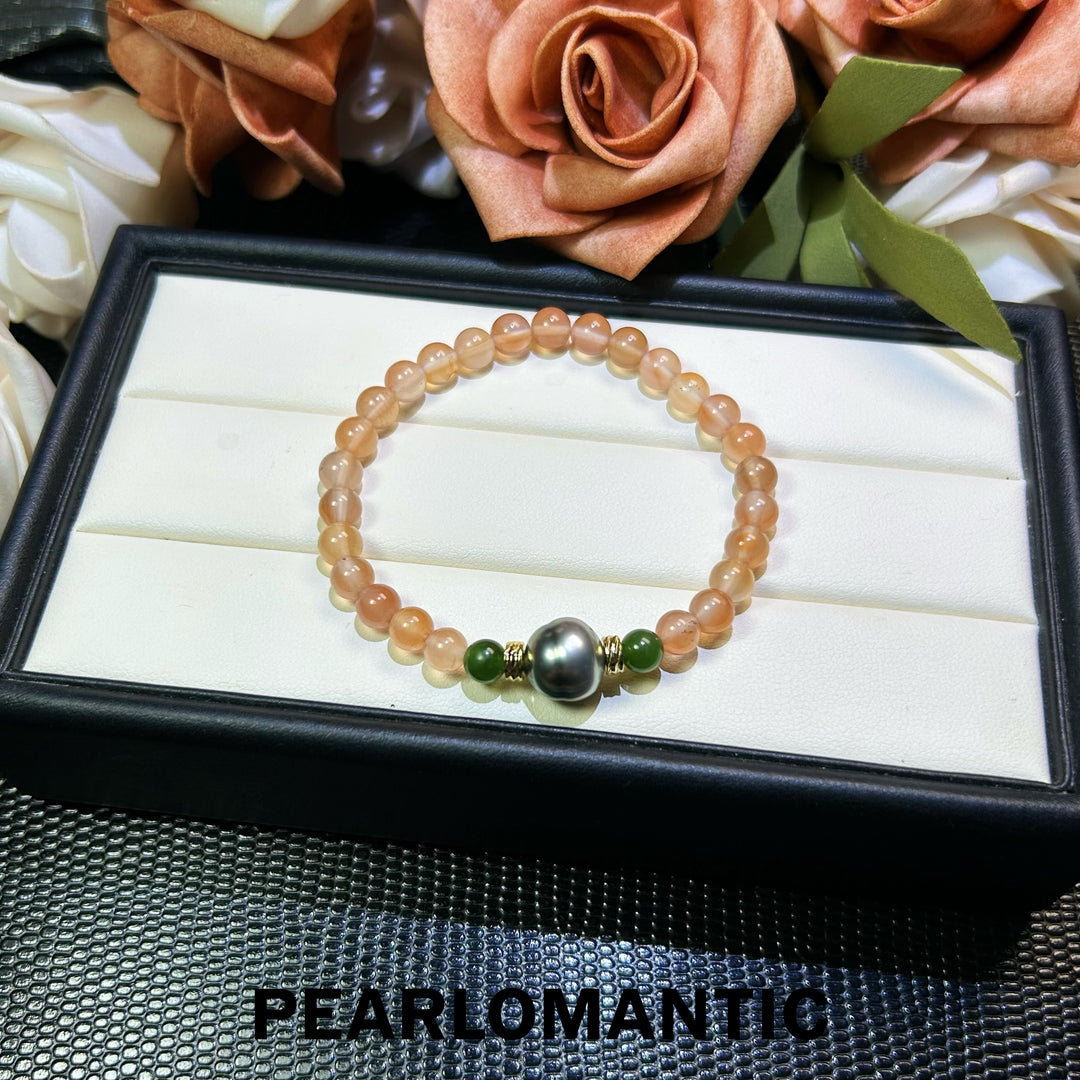 [Designer’s Choice] Blush Grove Rose Quartz Jade &amp; Tahitian Pearl Bracelet