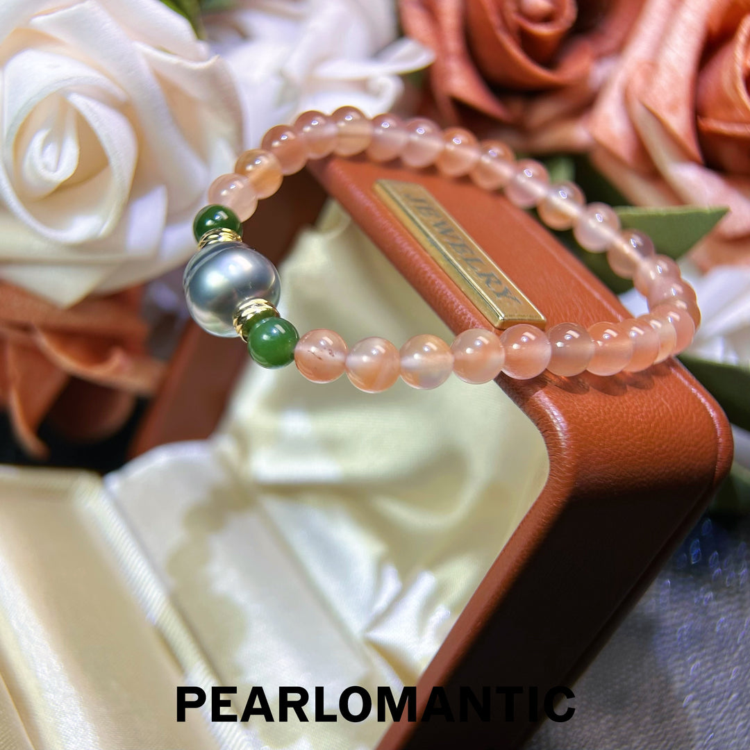[Designer’s Choice] Blush Grove Rose Quartz Jade &amp; Tahitian Pearl Bracelet