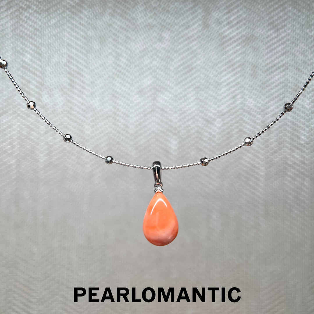 [Designer’s Choice] Peach Moon Angel Skin Coral Teardrop Pendant with Starry Choker