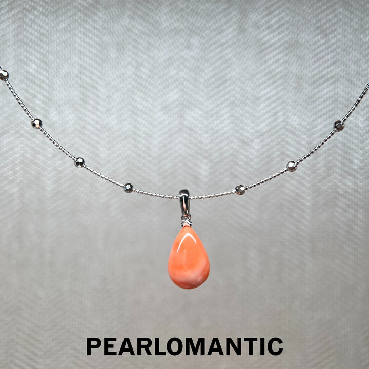 [Designer’s Choice] Peach Moon Angel Skin Coral Teardrop Pendant with Starry Choker