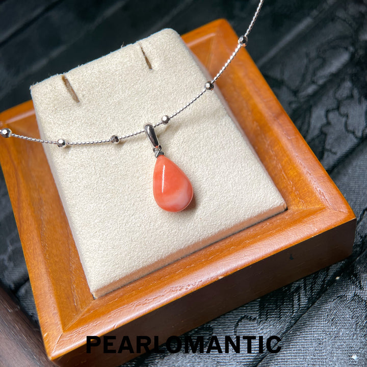 [Designer’s Choice] Peach Moon Angel Skin Coral Teardrop Pendant with Starry Choker