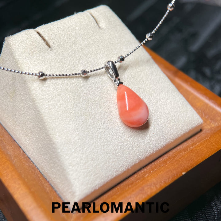 [Designer’s Choice] Peach Moon Angel Skin Coral Teardrop Pendant with Starry Choker