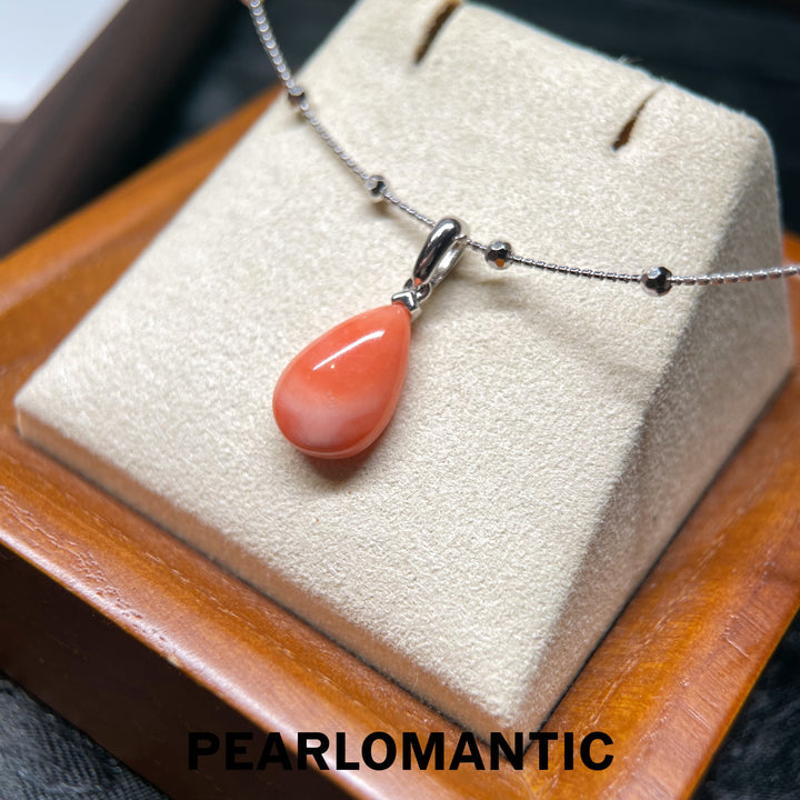 [Designer’s Choice] Peach Moon Angel Skin Coral Teardrop Pendant with Starry Choker